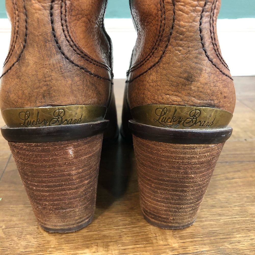 Lucky Brand Leather Cowboy Boots Women’s Size 8.5 Distressed Look - Picture 4 of 11